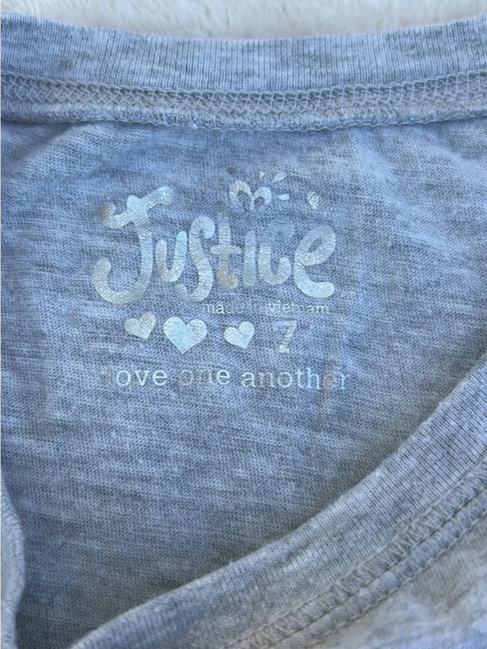 Justice Gray Long Sleeve Tee with Pink & Green Holiday Graphic